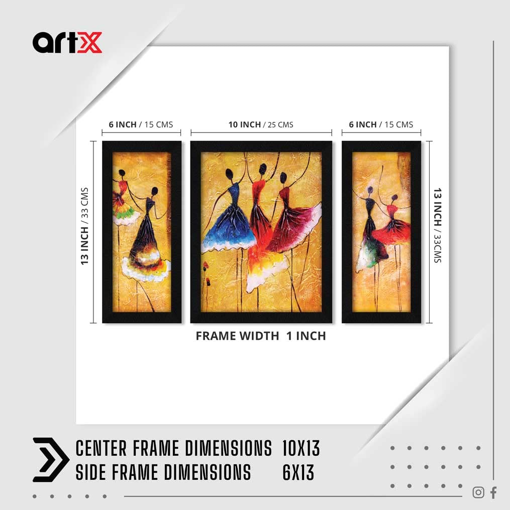 Artx Dance Love Abstract Framed Painting (Synthetic Wood, 13.5 Inch X 22.5 Inch, Multicolour)